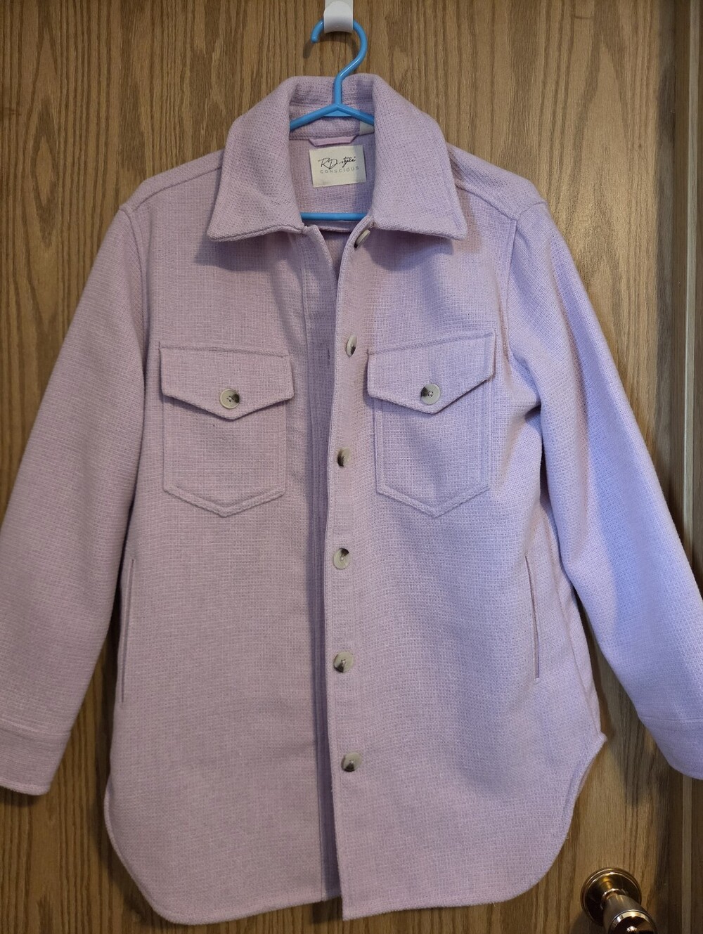 Lilac Button-Front Shacket Jacket